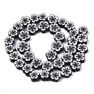 Clayperler blomst sort - 1 streng